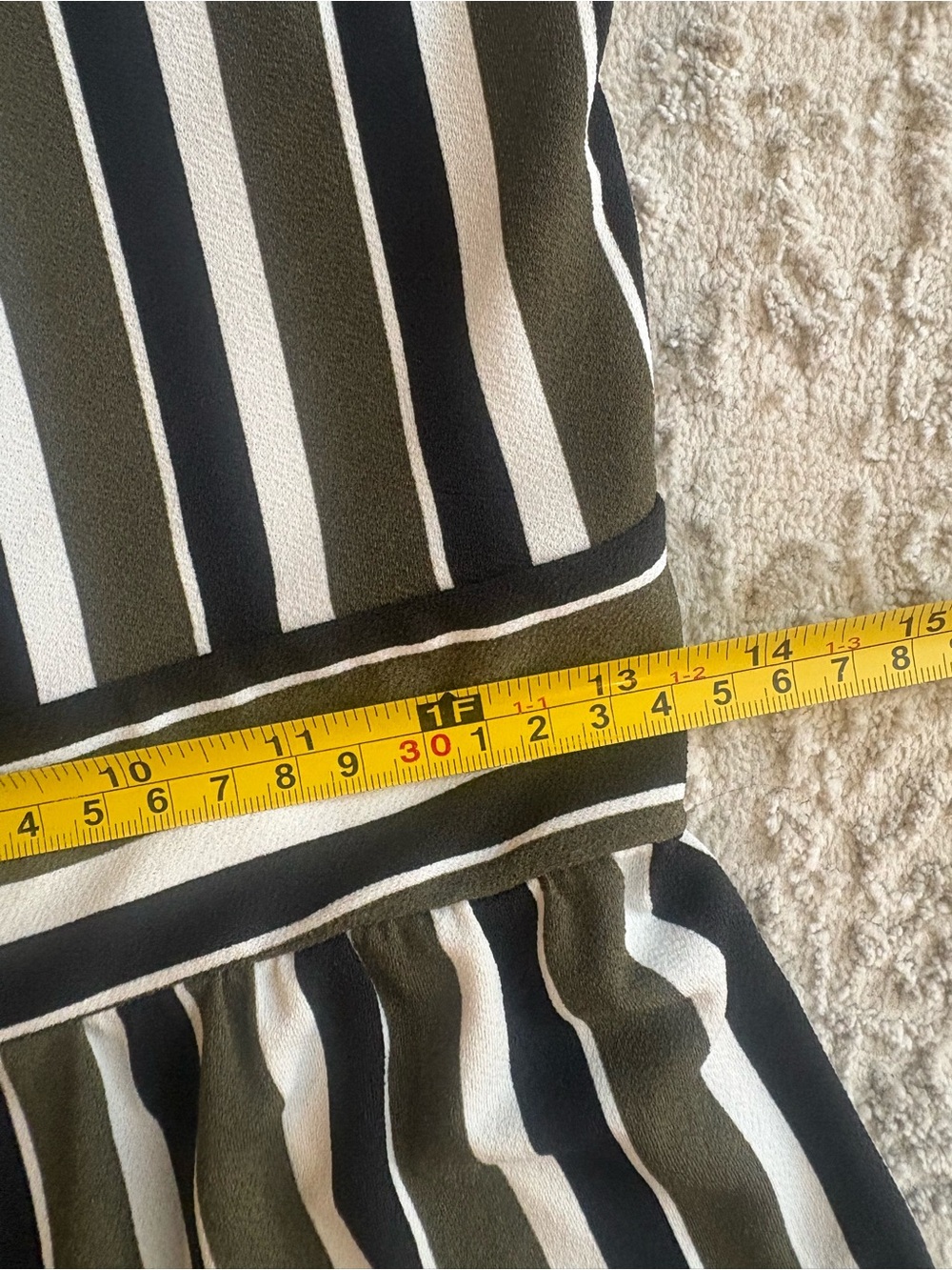 Express Olive and White Striped Women's Cropped Jumpsuit - Picture 5 of 8